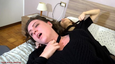 woman woman strangling with pantyhose